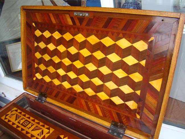 A late 19th century Carpenters tool chest with exotic wood inlays circa 1890 — image 5